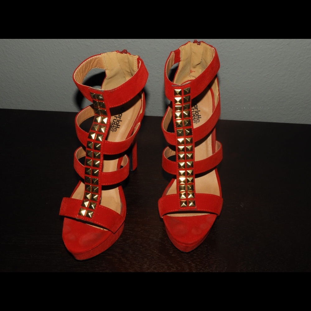 Red studded heels